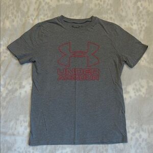 Under Armour Kid’s Heather Gray Tee with Red Logo